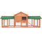 Chicken Coop Rabbit Hutch 220cm x 44cm x 84cm Large Chicken Coop Run Wooden Outdoor Cage House
