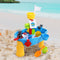 Colorful plastic pirate ship sand and water play set for kids on beach sand