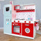 Kids Kitchen Play Set Wooden Pretend Cooking Toy Fridge Oven Red