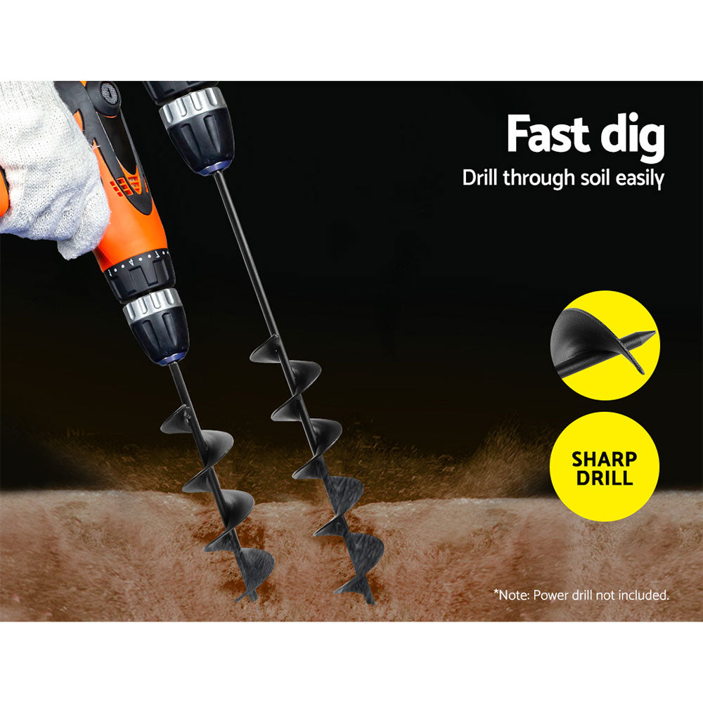 Giantz Power Garden Spiral Auger Hole Digger Earth Drill Bit Î¦75x300 & 600mm