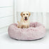 Pet Bed Cat Dog Donut Nest Calming Mat Soft Plush Kennel Pink M