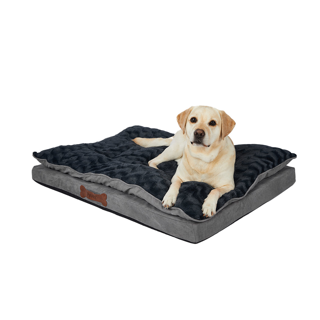 Dog Calming Bed Warm Soft Plush Comfy Sleeping Memory Foam Mattress Dark Grey XL