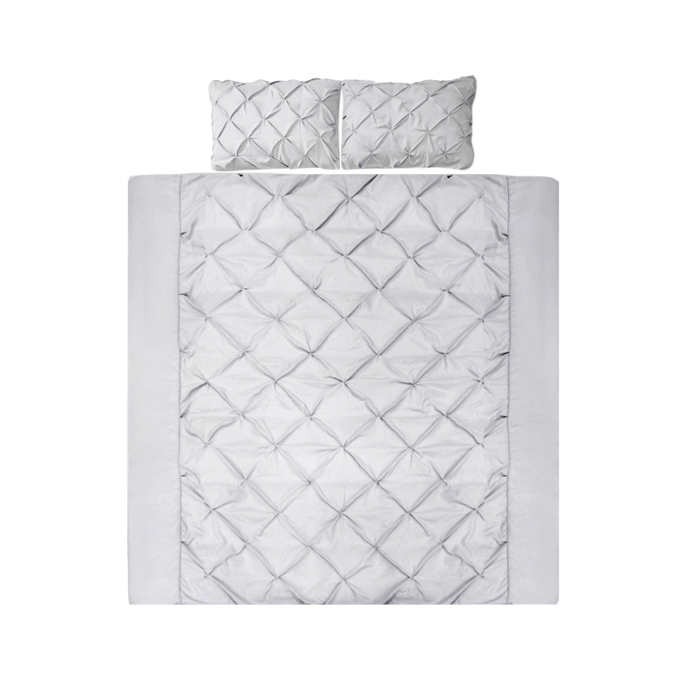 Giselle Bedding Quilt Cover Set Diamond Pinch Grey King