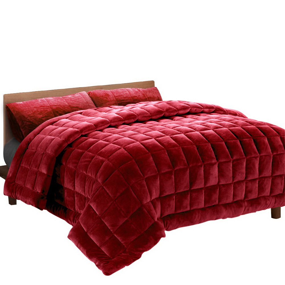 Faux Mink Quilt Burgundy King