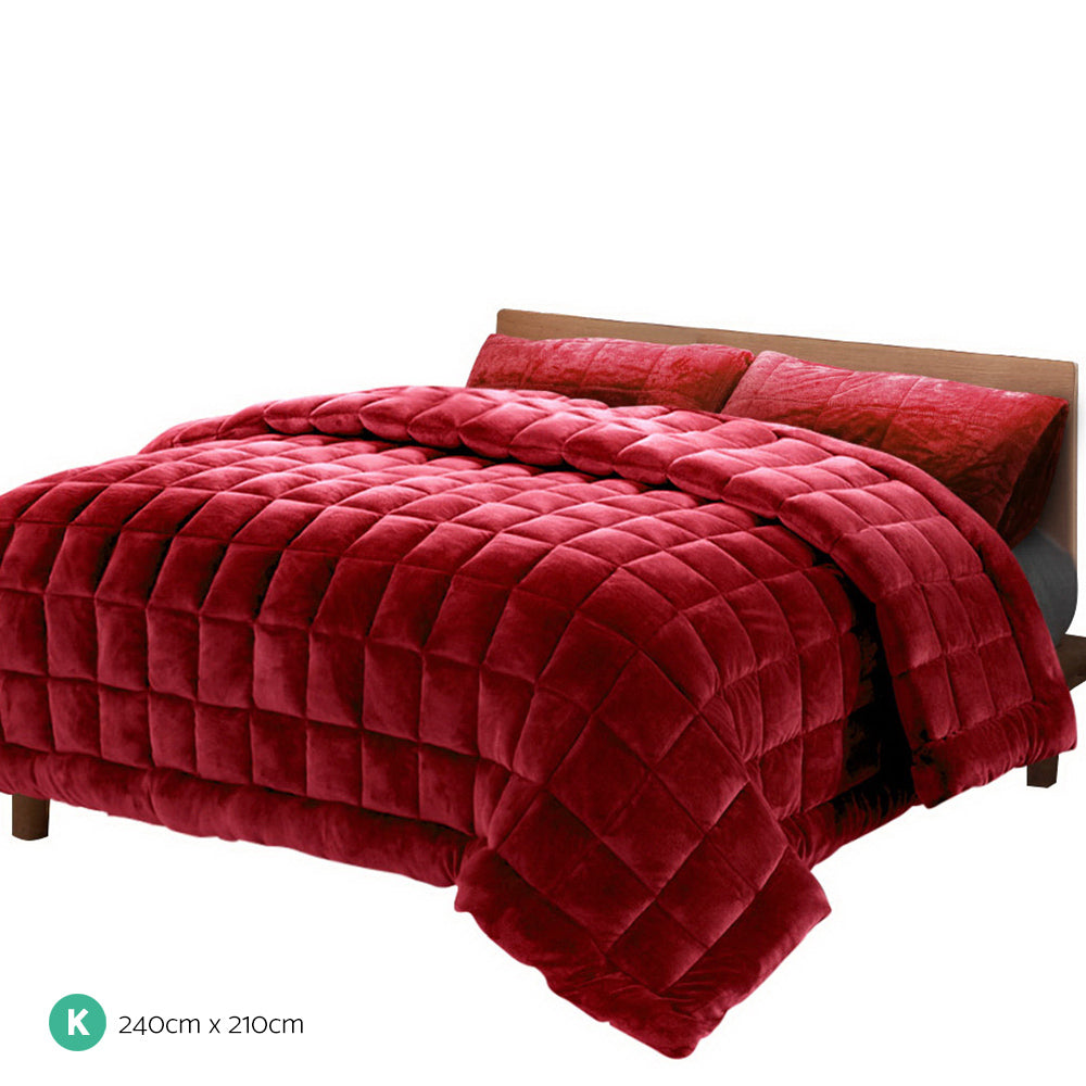 Faux Mink Quilt Burgundy King