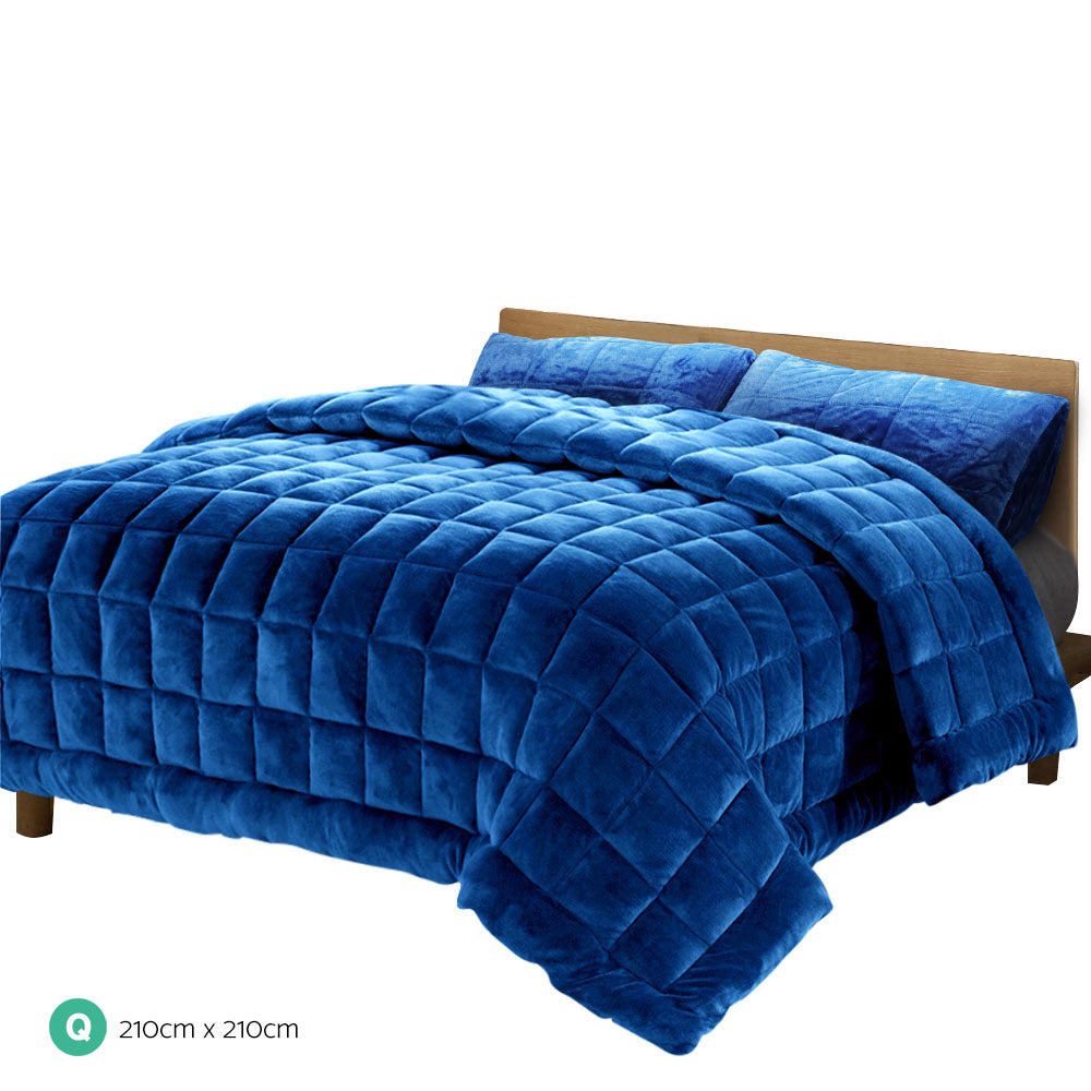 Faux Mink Quilt Blue Queen