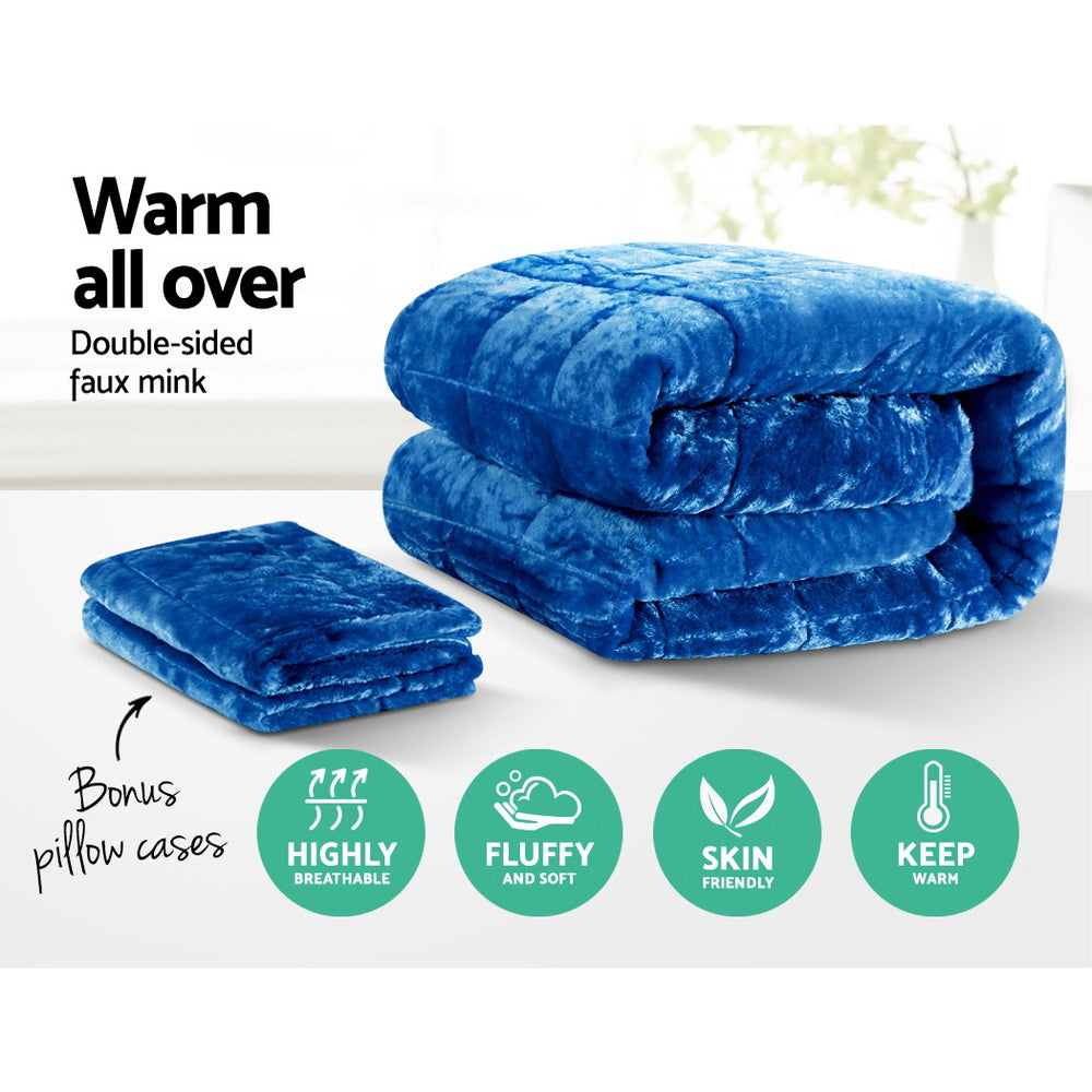 Faux Mink Quilt Blue Queen