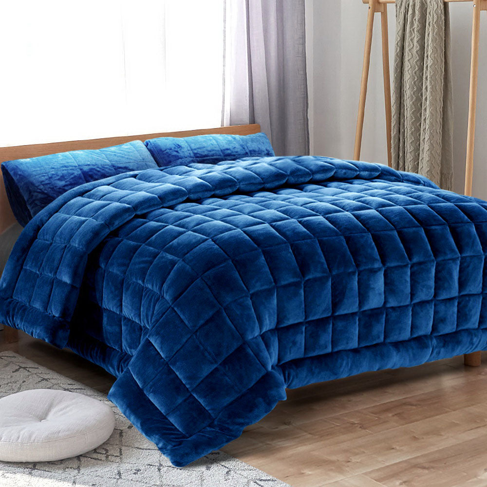 Faux Mink Quilt Blue Queen