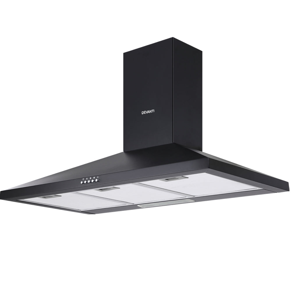 Devanti 900mm Range Hood 90cm Rangehood Black