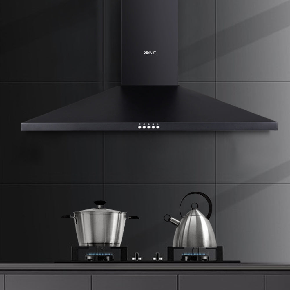 900mm Range Hood 90cm Rangehood Black