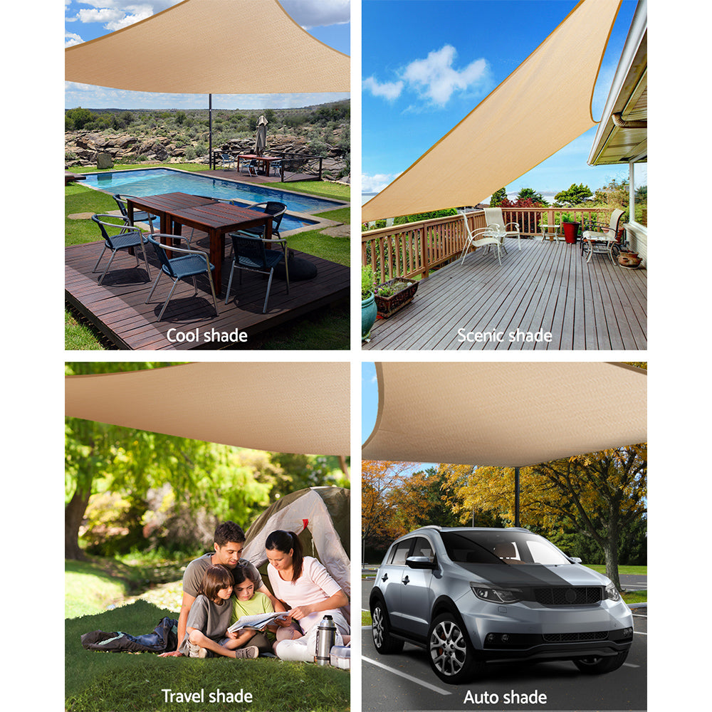 Shade Sail 3x6m Rectangle 280GSM 98% Sand Shade Cloth