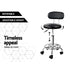 2x Salon Stool Swivel Chair Backrest Black