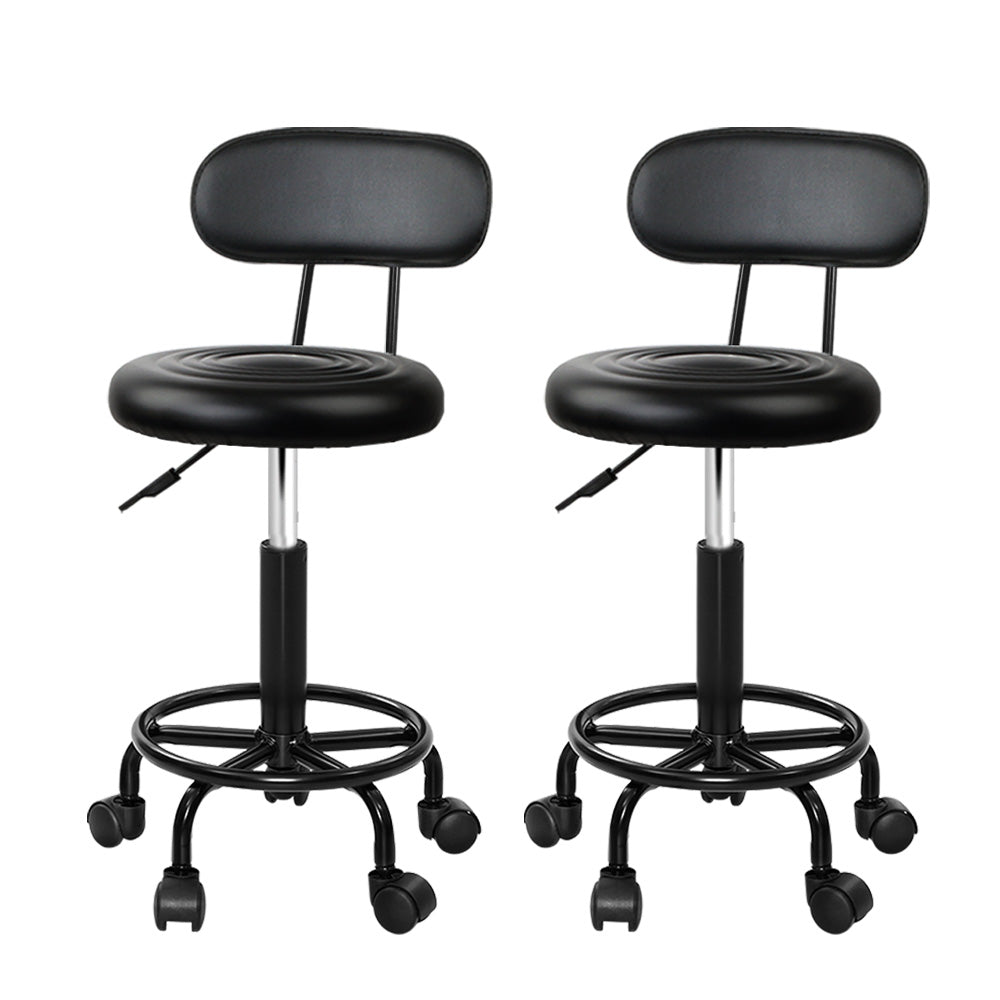 2x Salon Stool Swivel Chair Backrest