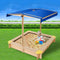 Kids Sandpit Wooden Sandbox Sand Pit with Canopy Bench Seat Toys 101cm