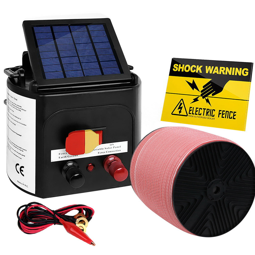 Fence Energiser 3KM Solar Powered Electric 1200M Poly Tape