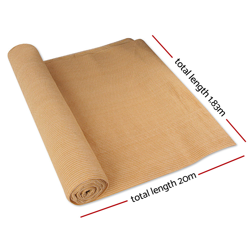 Instahut 70% Shade Cloth 1.83x20m Shadecloth Sail Heavy Duty Beige