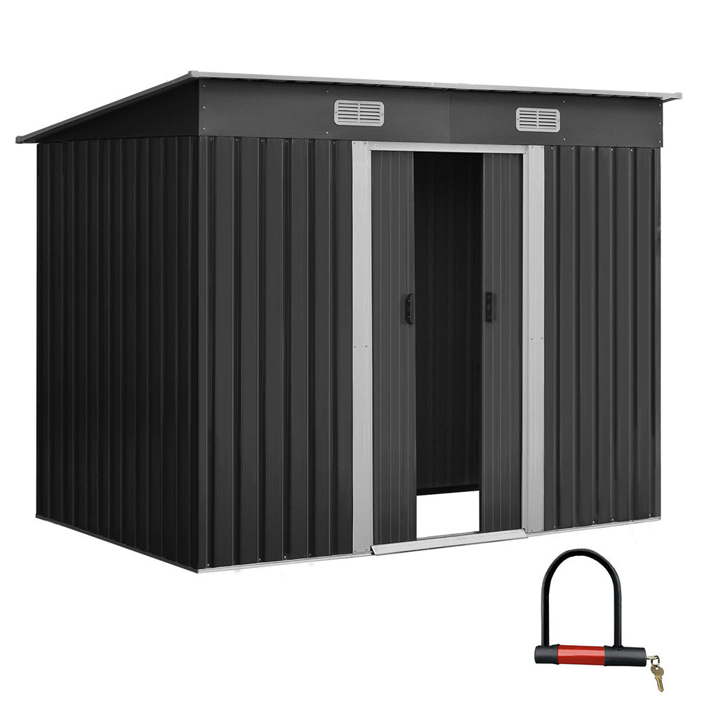 Garden Shed 2.38x1.31M Sheds Outdoor Storage Tool Metal Workshop Shelter Sliding Door