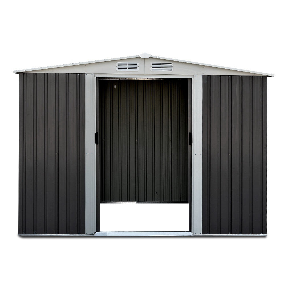 Garden Shed 2.58x2.07M Sheds Outdoor Storage Workshop Metal Shelter Sliding Door