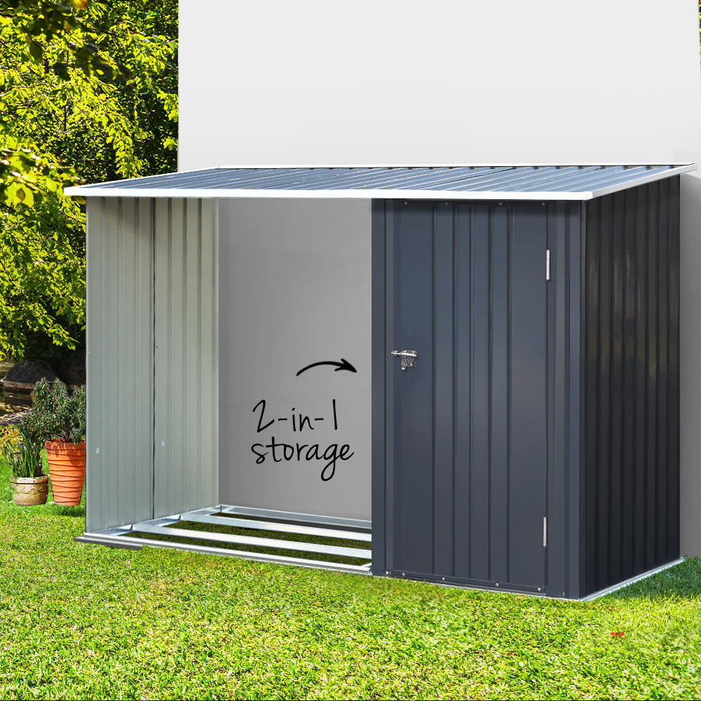 Garden Shed 2.49x1.04M Sheds Outdoor Tool Storage Workshop House Steel 2 in 1