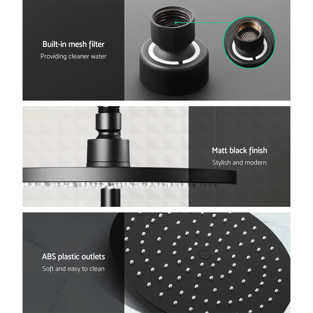 9'' Rain Shower Head Set Handheld Round High Pressure Black