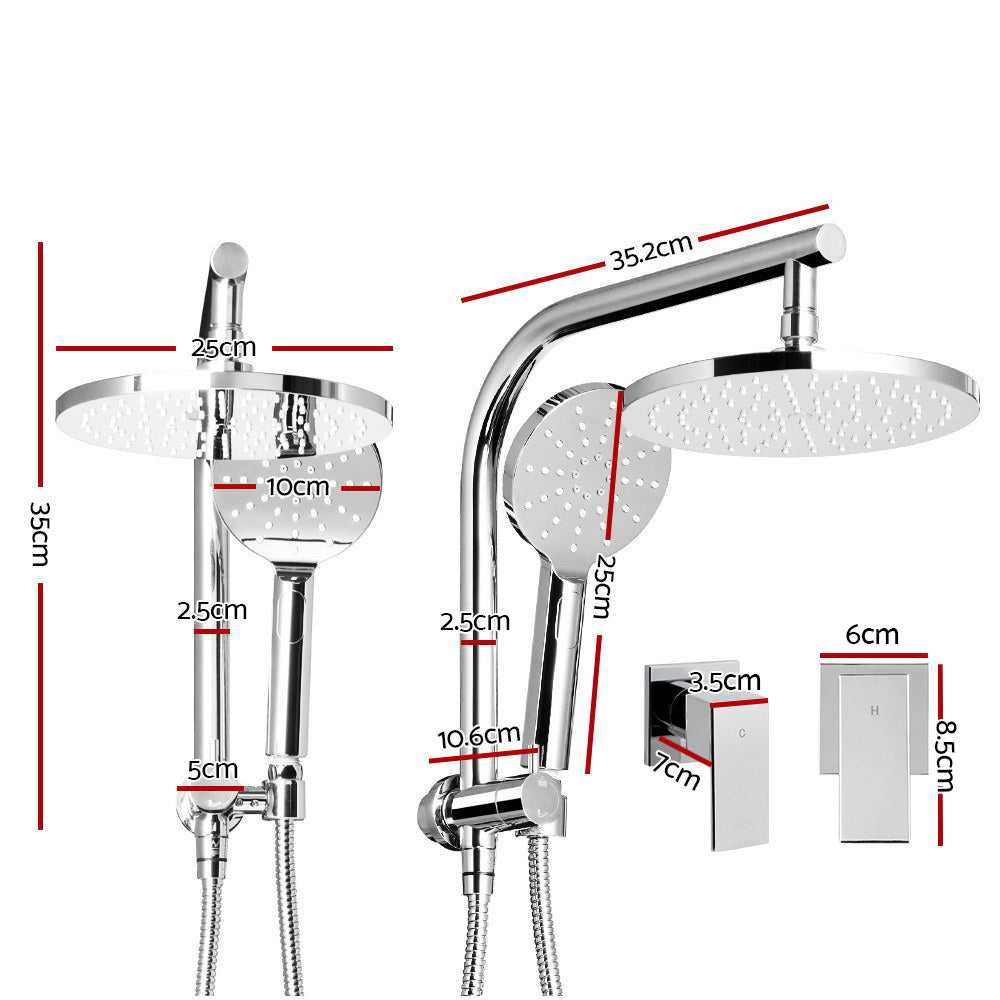 9'' Rain Shower Head Set Handheld Round High Pressure Twins Tap�Chrome