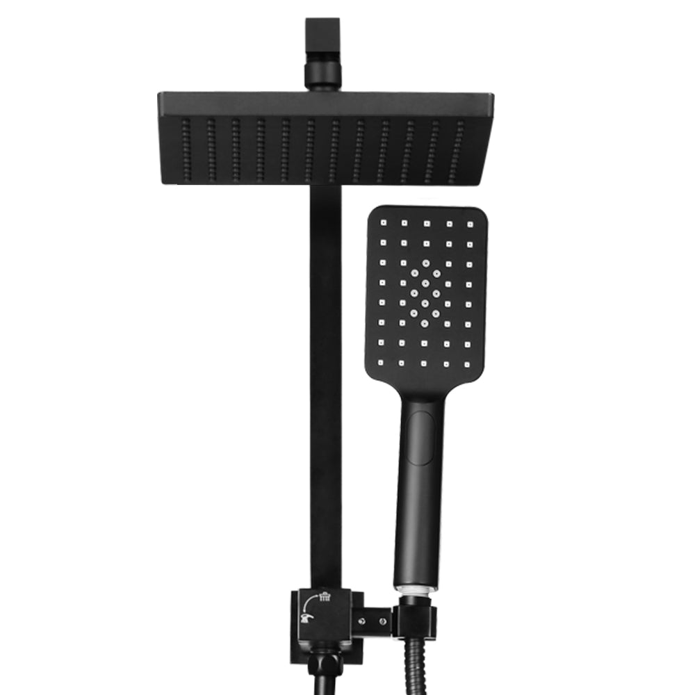 8'' Rain Shower Head Set Handheld Square High Pressure Black