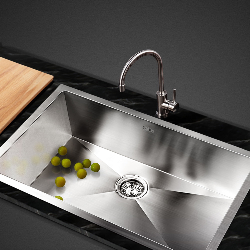 Cefito Kitchen Sink 70X45CM Stainless Steel Basin Single Bowl Silver