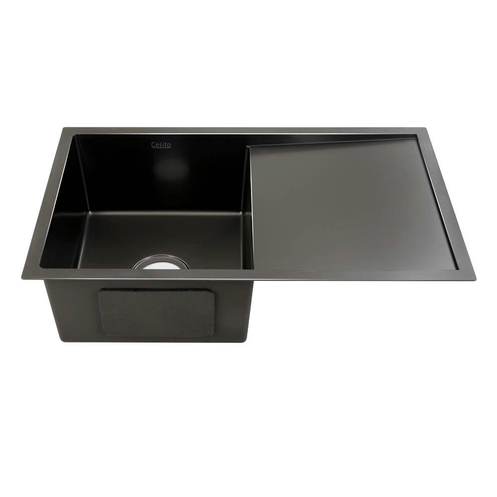 Cefito Kitchen Sink 75X45CM Stainless Steel Basin Single Bowl Black