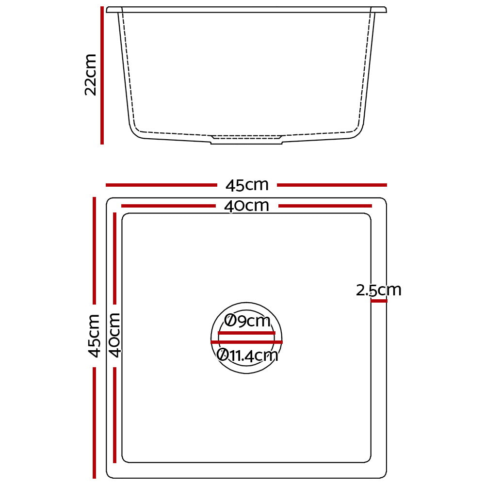 Stone Kitchen Sink 450X450MM Granite Under/Topmount Basin Bowl Laundry White