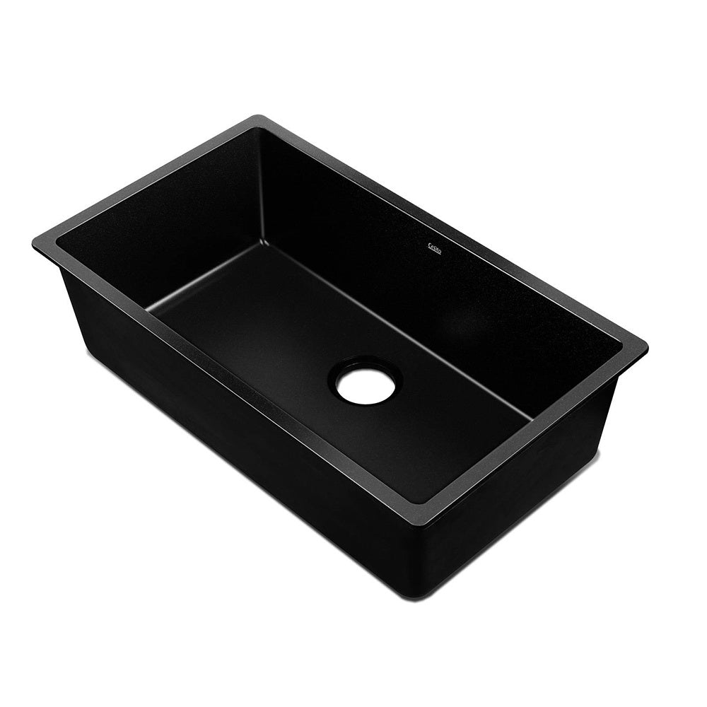 Kitchen Sink 790X450MM Granite Under/Topmount Basin Bowl Laundry Black