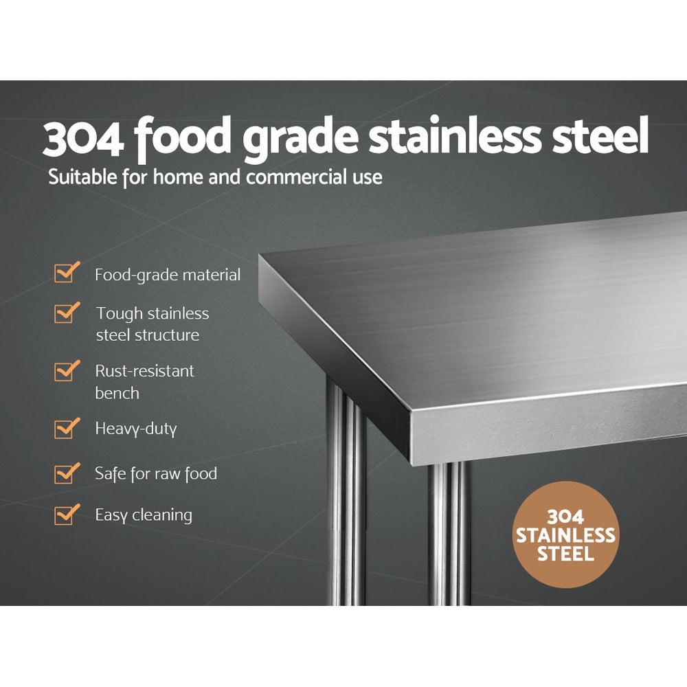 1829 x 610mm Commercial Stainless Steel Kitchen Bench