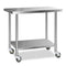 304 Stainless Steel Kitchen Benches Work Bench Food Prep Table with Wheels 1219MM x 610MM