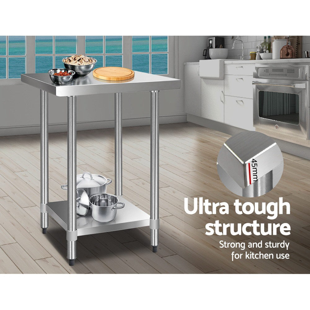 610 x 610m Commercial Stainless Steel Kitchen Bench