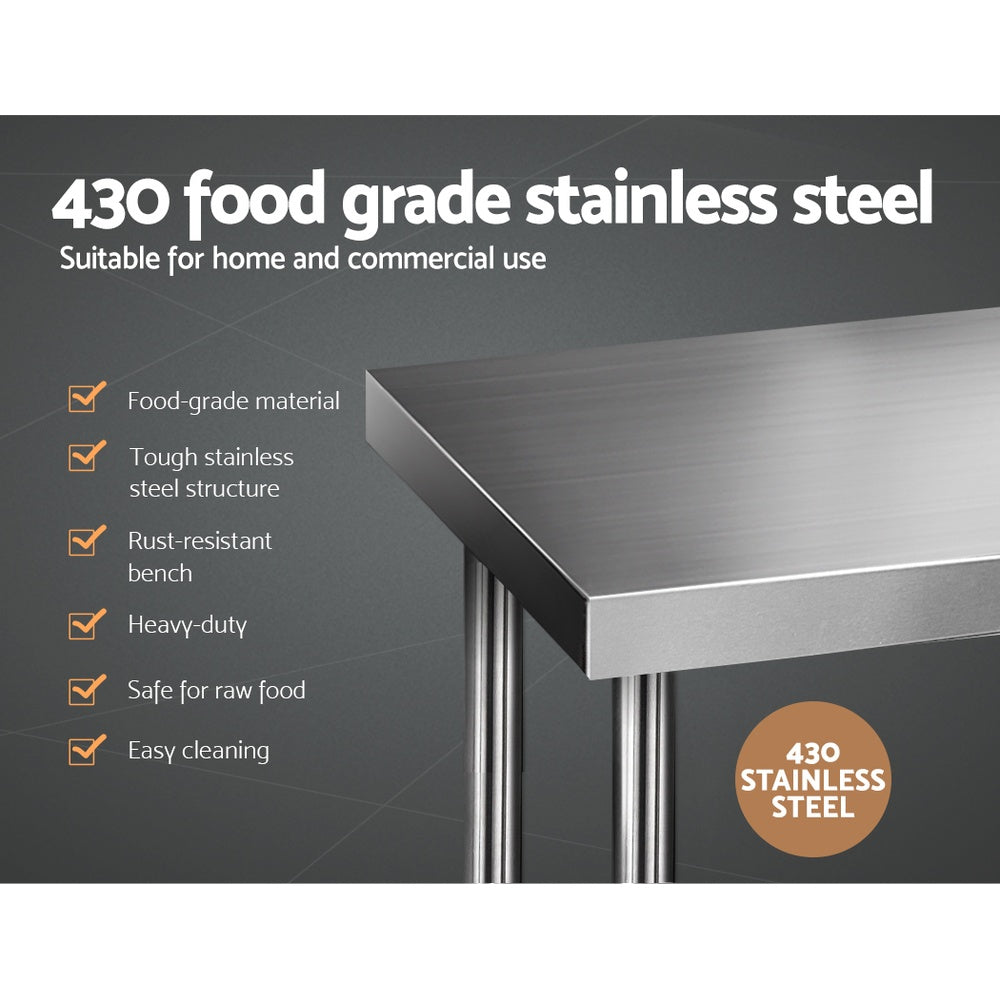 610 x 1524mm Commercial Stainless Steel Kitchen Bench