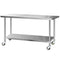 1829 x 762mm Commercial Stainless Steel Kitchen Bench with 4pcs Castor Wheels