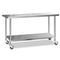 430 Stainless Steel Kitchen Benches Work Bench Food Prep Table with Wheels 1829MM x 610MM