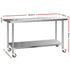 430 Stainless Steel Kitchen Benches Work Bench Food Prep Table with Wheels 1829MM x 610MM