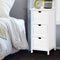 White 3 Drawer Bedside Table Wooden Storage Cabinet No Assembly