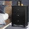 Artiss 3 Drawer Storage Cabinet Wooden Chest Organiser Black Retro