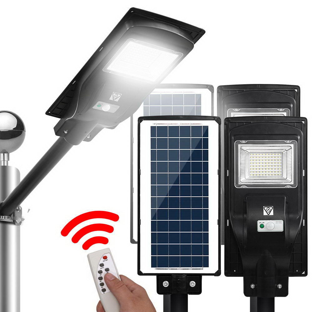 80 LED Solar Street Light 90W Flood Motion Sensor Remote Outdoor Wall Lamp x2