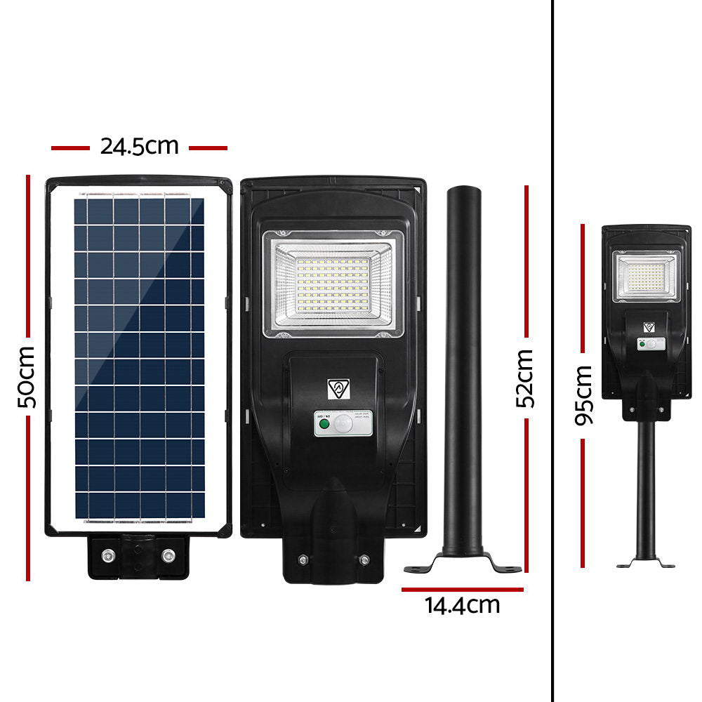 80 LED Solar Street Light 90W Flood Motion Sensor Remote Outdoor Wall Lamp x2