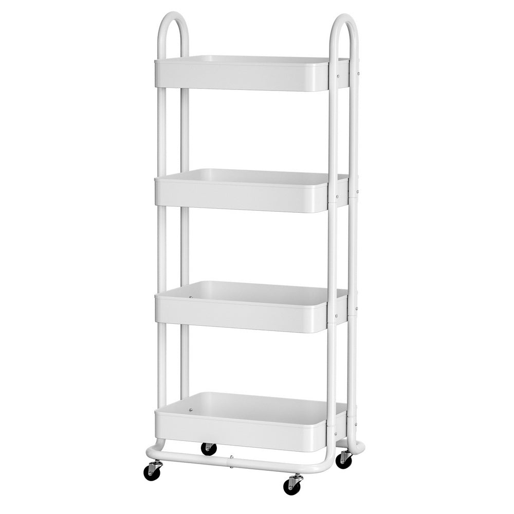 Storage Trolley Kitchen Cart 4 Tiers White