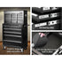 14 Drawer Tool Box Cabinet Chest Mechanic Garage Storage Trolley Black