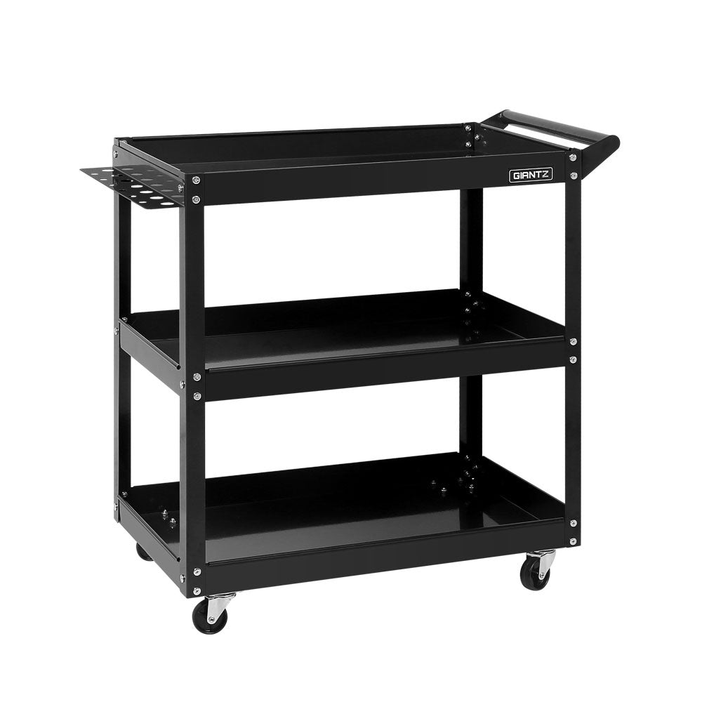 3-Tier Tool Cart Trolley Workshop Garage Storage Organizer Black