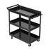 3-Tier Tool Cart Trolley Workshop Garage Storage Organizer Black