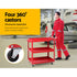 3-Tier Tool Cart Trolley Workshop Garage Storage Organizer Red