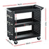 3-Tier Tool Cart Storage Trolley Workshop Garage Pegboard Hooks Black