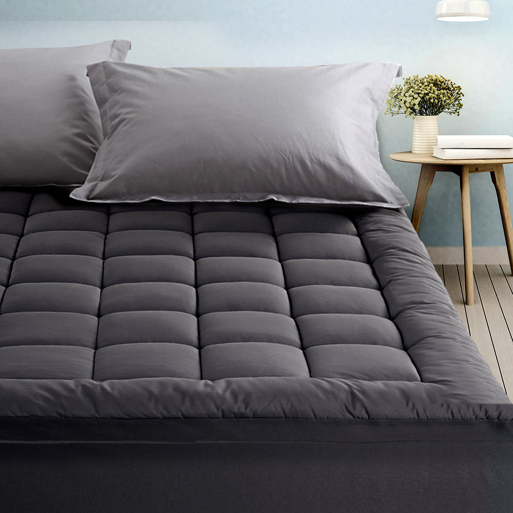 Mattress Topper Pillowtop Bamboo Charcoal King Single