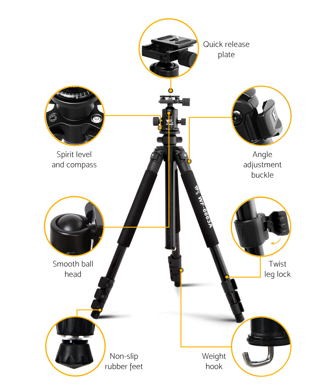 173cm Professional Ball Head Tripod Digital Camera