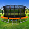 14FT Trampoline for Kids w/ Ladder Enclosure Safety Net Rebounder Orange